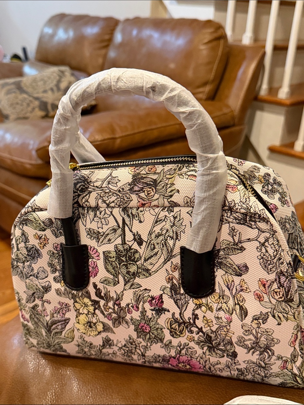 Brand new Floral Print Dome Satchel Handbag - Pink